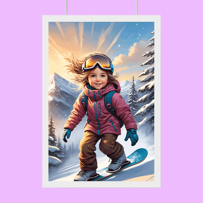 Mountain Snowboarder Girl